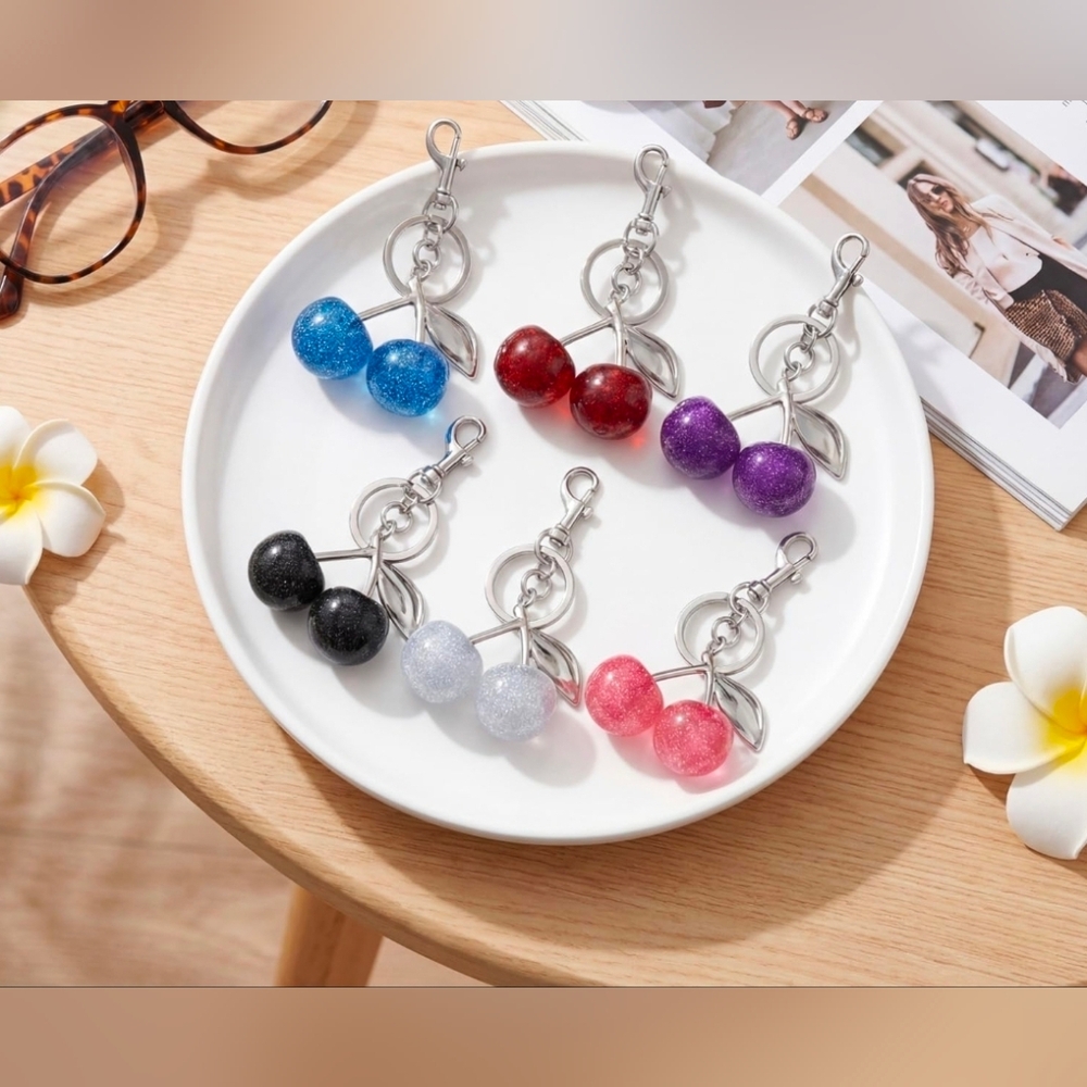 2 High Quality Cherry Charm/Keychain In Premium Resin/Metal - Picture 10 of 13